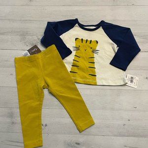 Tea Collection Tiger Raglan‎ Graphic Tee and leggings, new, 9-12 months